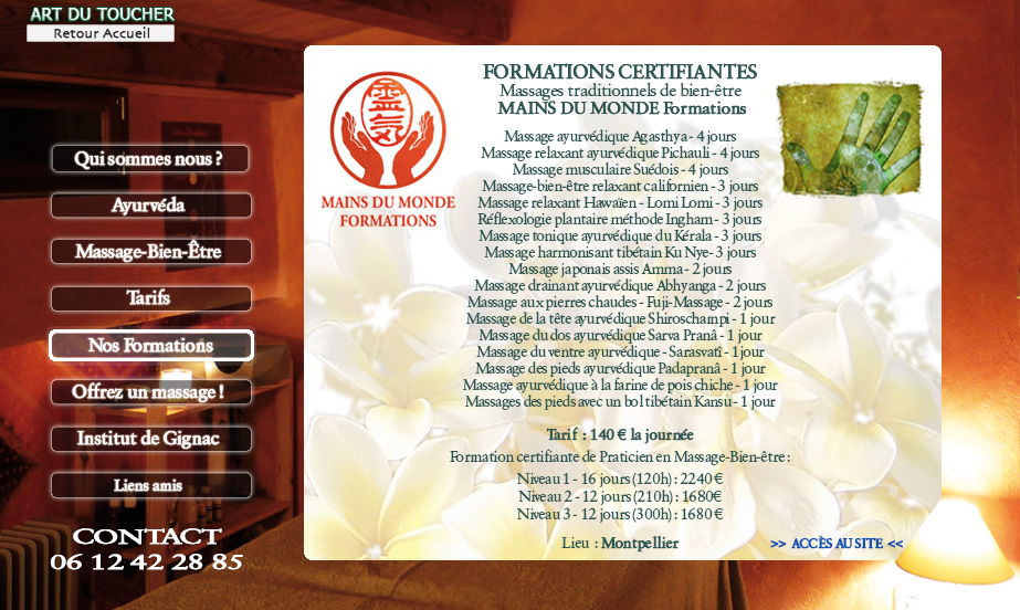 FORMATIONS MASSAGES  : massage ayurvedique, energetique et reflexologie- Montpellier - Clermont l'herault - pezenas